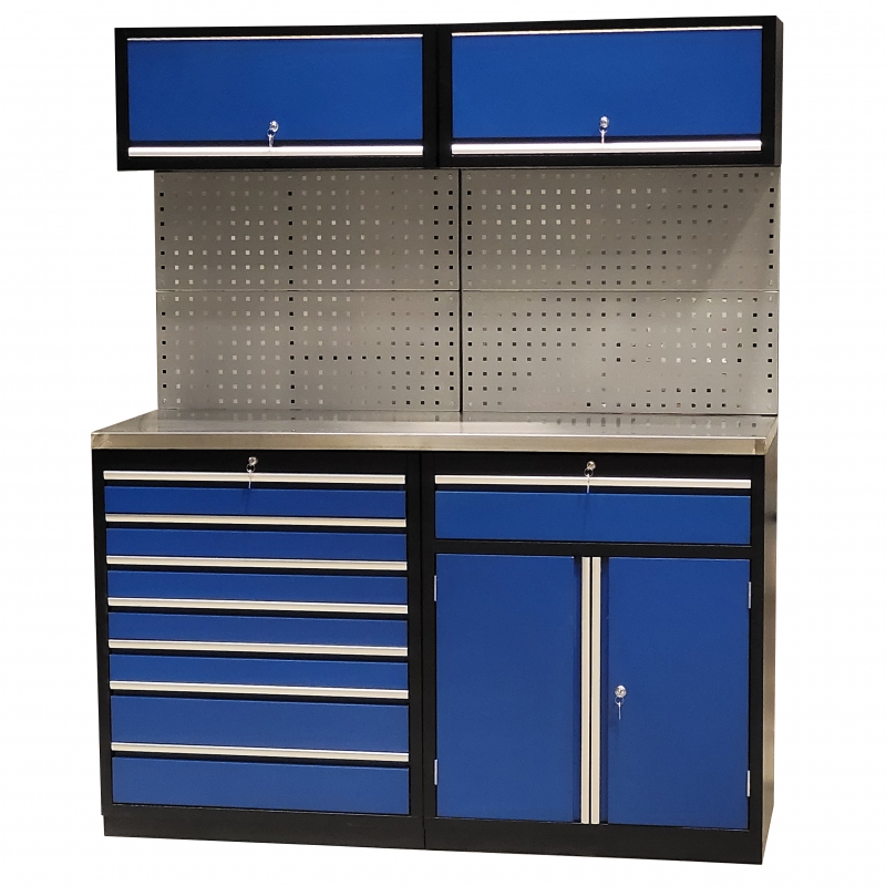Ensemble Établi, table de travail en acier de haute qualité avec armoire à tiroirs, établi industriel en métal robuste